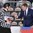COLOGNE, GERMANY - MAY 16: Sweden head coach Rikard Gronborg has words with linesman Gleb Lazarev during preliminary round action against Slovakia at the 2017 IIHF Ice Hockey World Championship. (Photo by Andre Ringuette/HHOF-IIHF Images)

